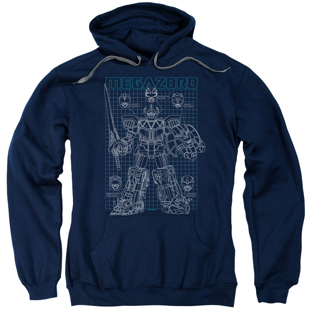 Power Rangers Mega Plans Mens Hoodie Navy Blue