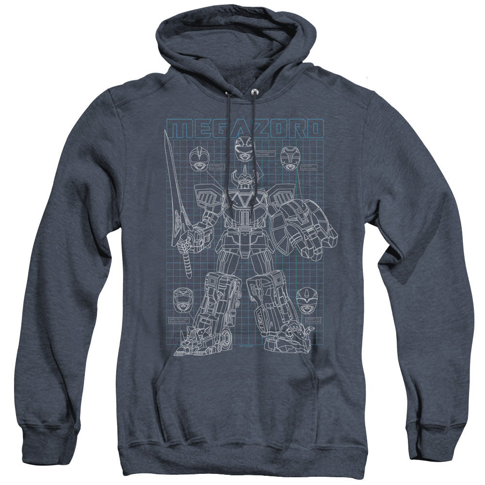 Power Rangers Mega Plans Heather Mens Hoodie Navy Blue