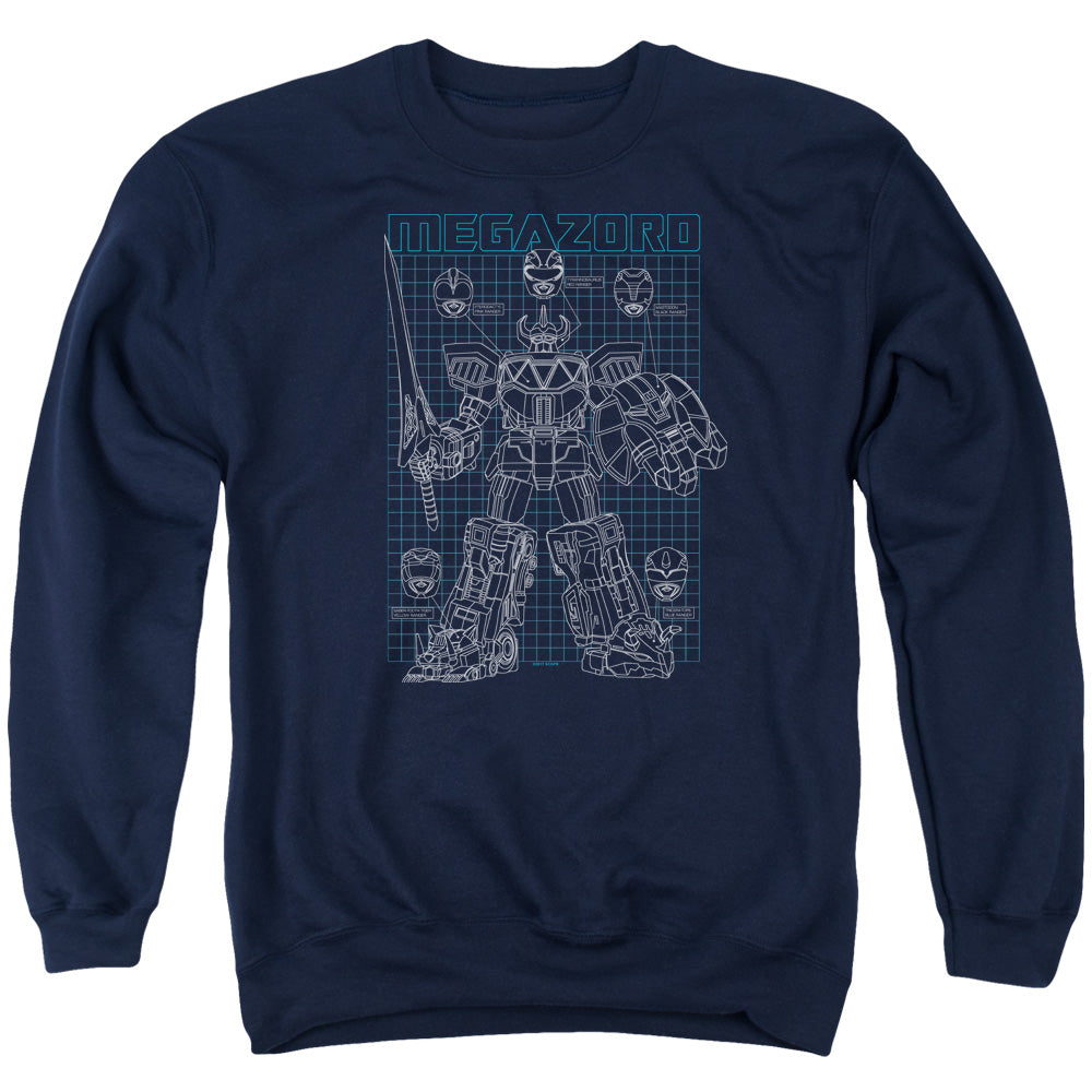 Power Rangers Mega Plans Mens Crewneck Sweatshirt Navy Blue