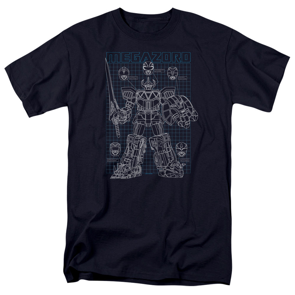Power Rangers Mega Plans Mens T Shirt Navy Officially Licensed