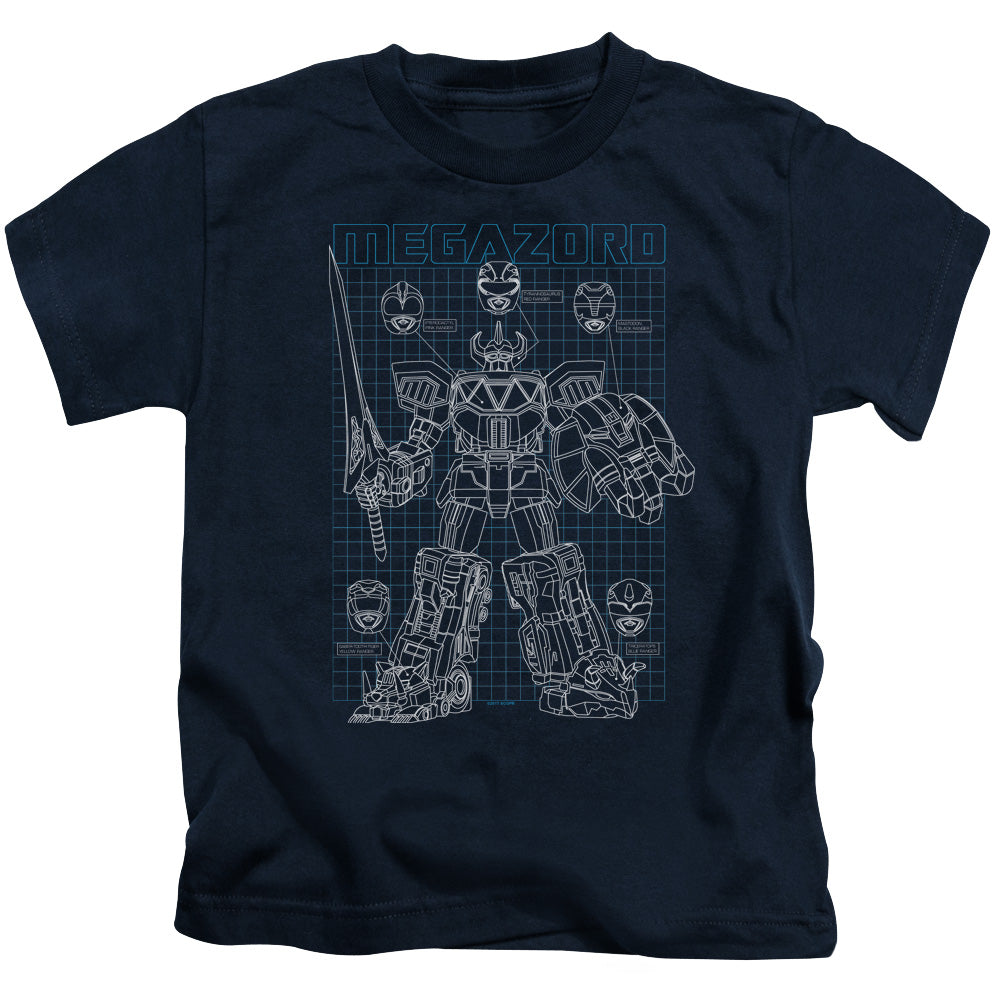 Power Rangers Mega Plans Juvenile Kids Youth T Shirt Navy Blue