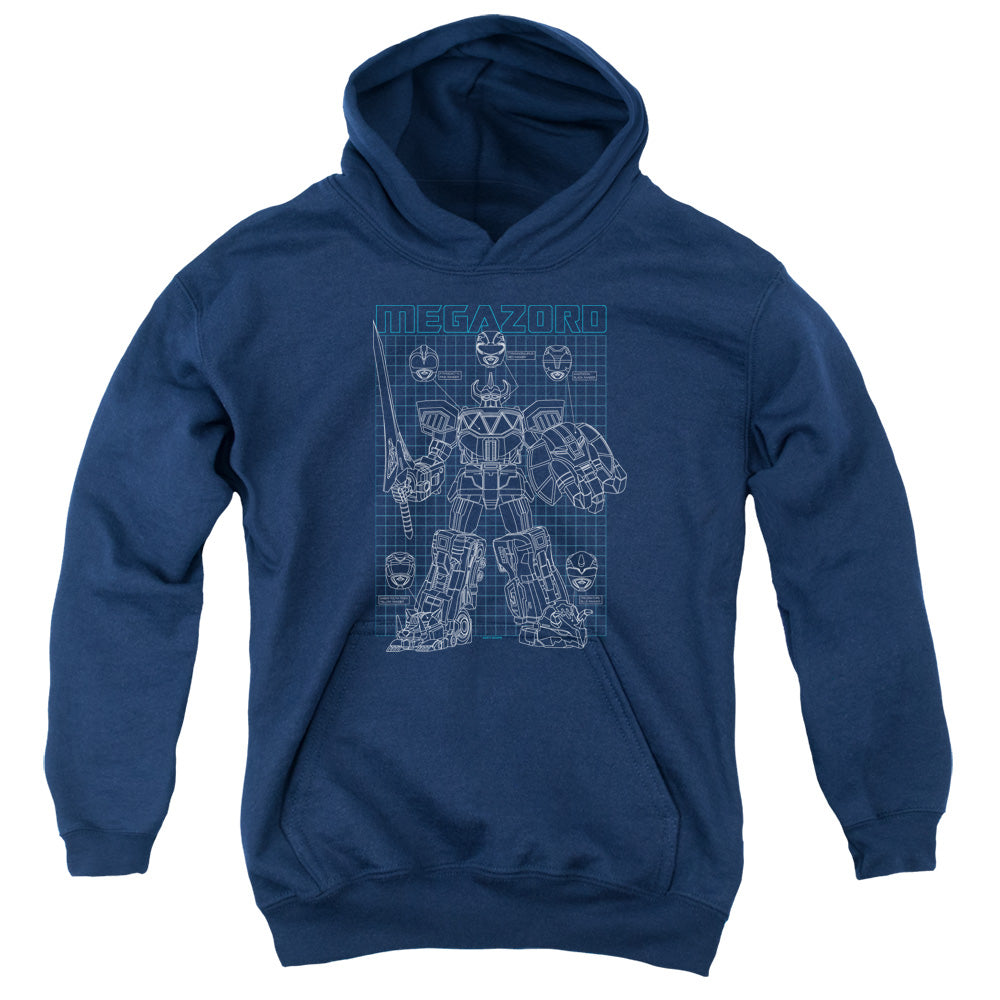 Power Rangers Mega Plans Kids Youth Hoodie Navy Blue