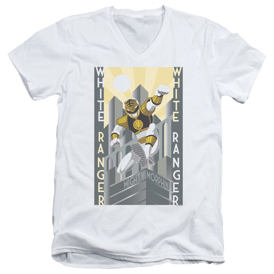 Power Rangers White Ranger Duo Mens Slim Fit V-Neck T Shirt White