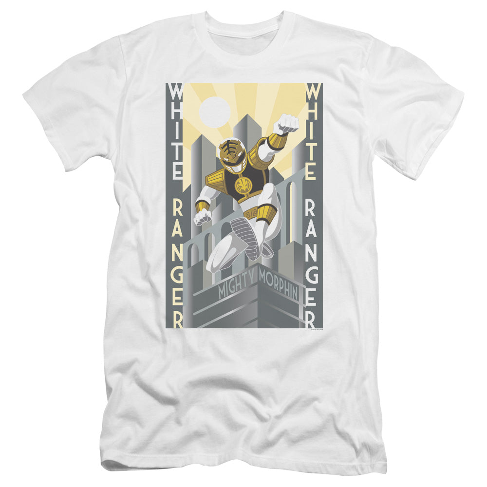 Power Rangers White Ranger Duo Premium Bella Canvas Slim Fit Mens T Shirt White