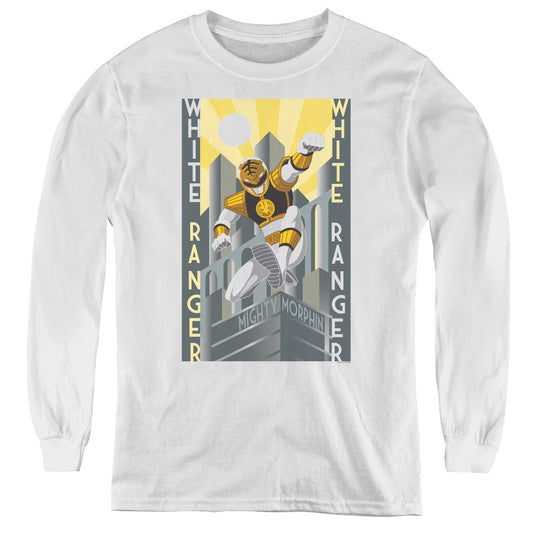 Power Rangers White Ranger Duo Long Sleeve Kids Youth T Shirt White