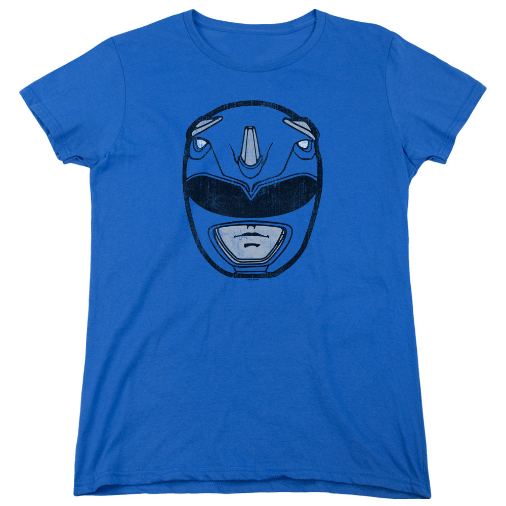 Power Rangers Blue Ranger Mask Womens T Shirt Royal Blue