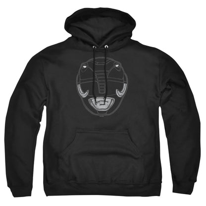 Power Rangers Black Ranger Mask Mens Hoodie Black Officially Licensed