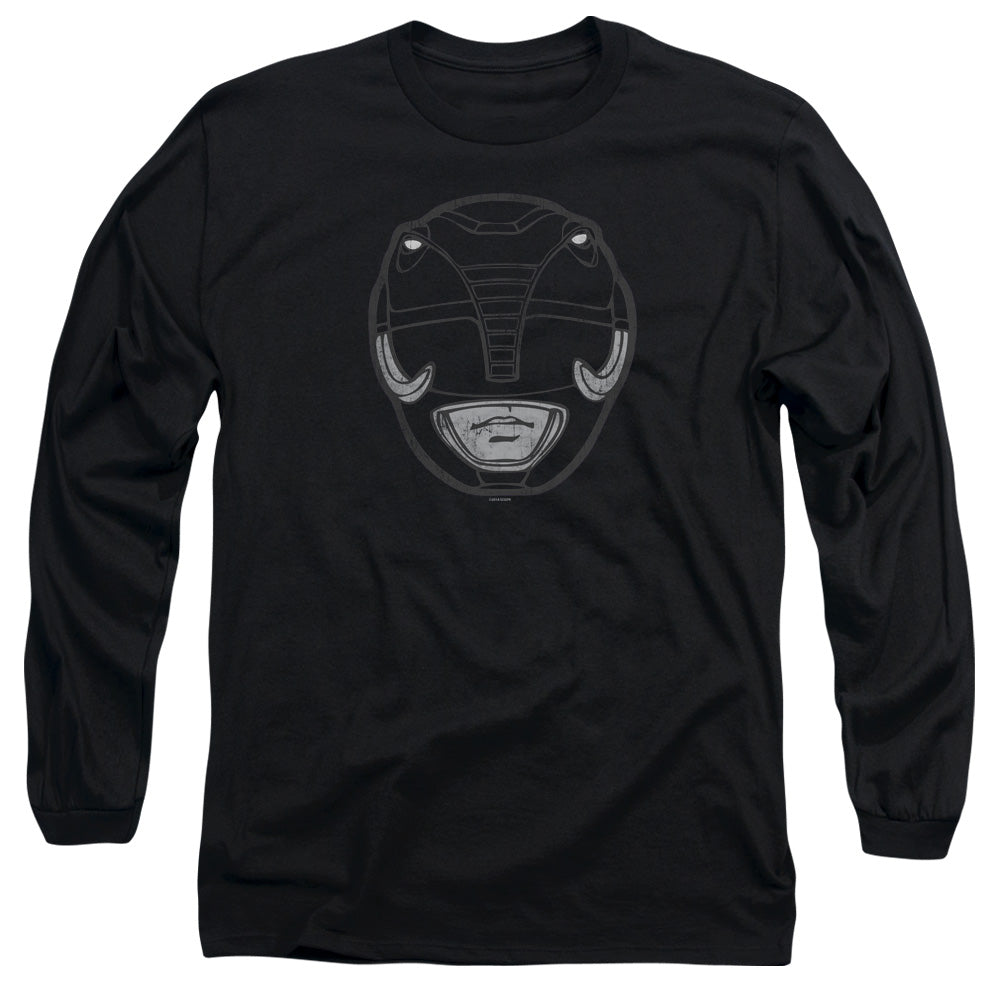 Power Rangers Black Ranger Mask Mens Long Sleeve Shirt Black