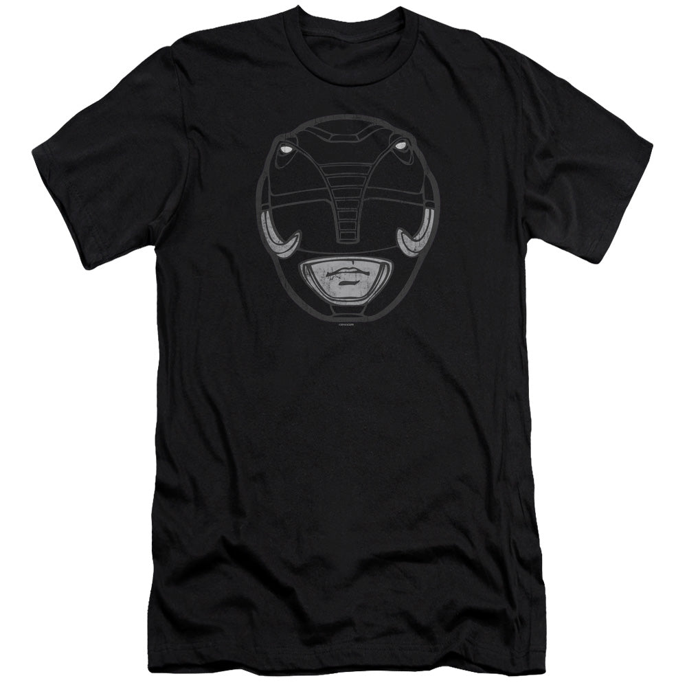 Power Rangers Black Ranger Mask Slim Fit Mens T Shirt Black