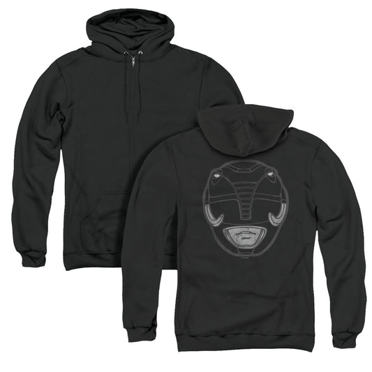 Power Rangers Black Ranger Mask Back Print Zipper Mens Hoodie Black