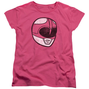 Power Rangers Pink Ranger Mask Womens T Shirt Hot Pink