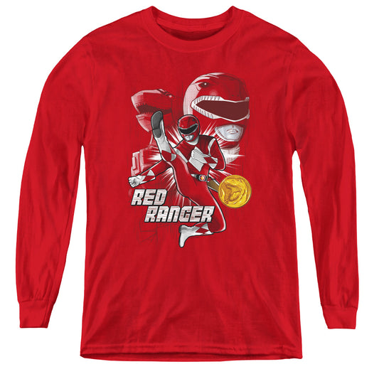 Power Rangers Red Ranger Long Sleeve Kids Youth T Shirt Red