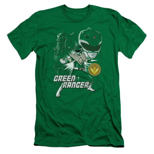 Power Rangers Green Ranger Slim Fit Mens T Shirt Kelly Green