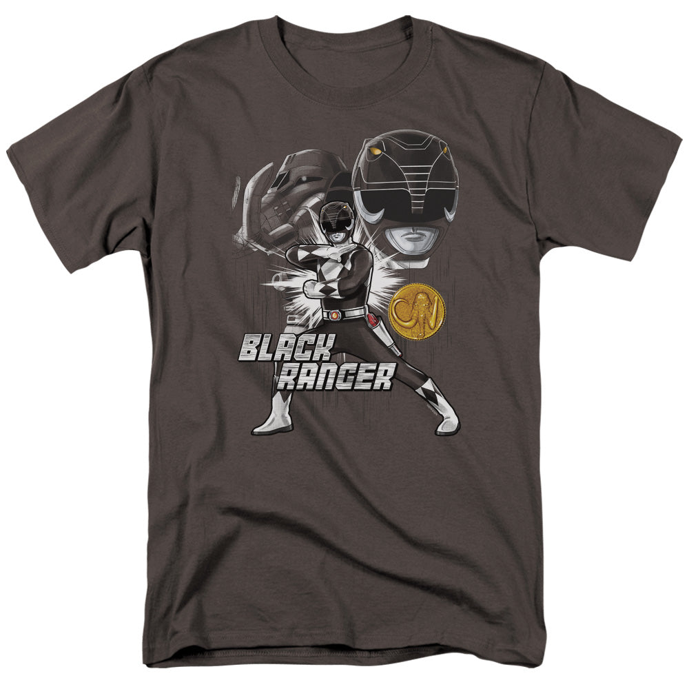 Power Rangers Black Ranger Mens T Shirt Charcoal