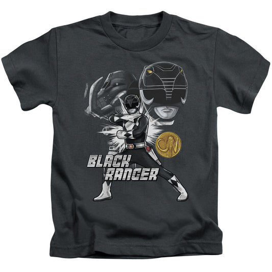 Power Rangers Black Ranger Juvenile Kids Youth T Shirt Charcoal