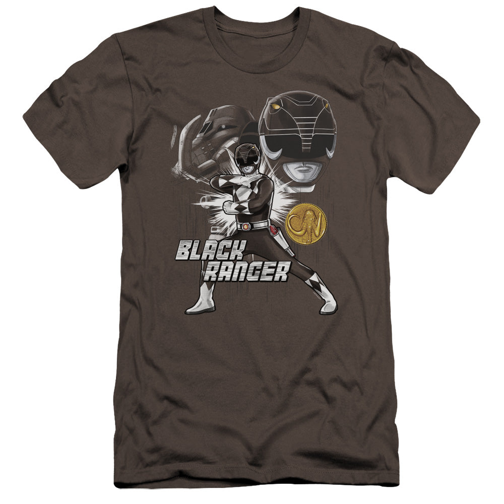 Power Rangers Black Ranger Premium Bella Canvas Slim Fit Mens T Shirt Charcoal