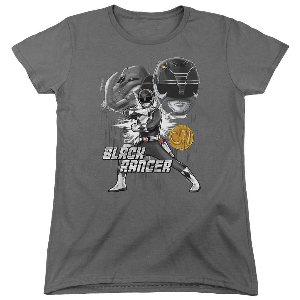 Power Rangers Black Ranger Womens T Shirt Charcoal