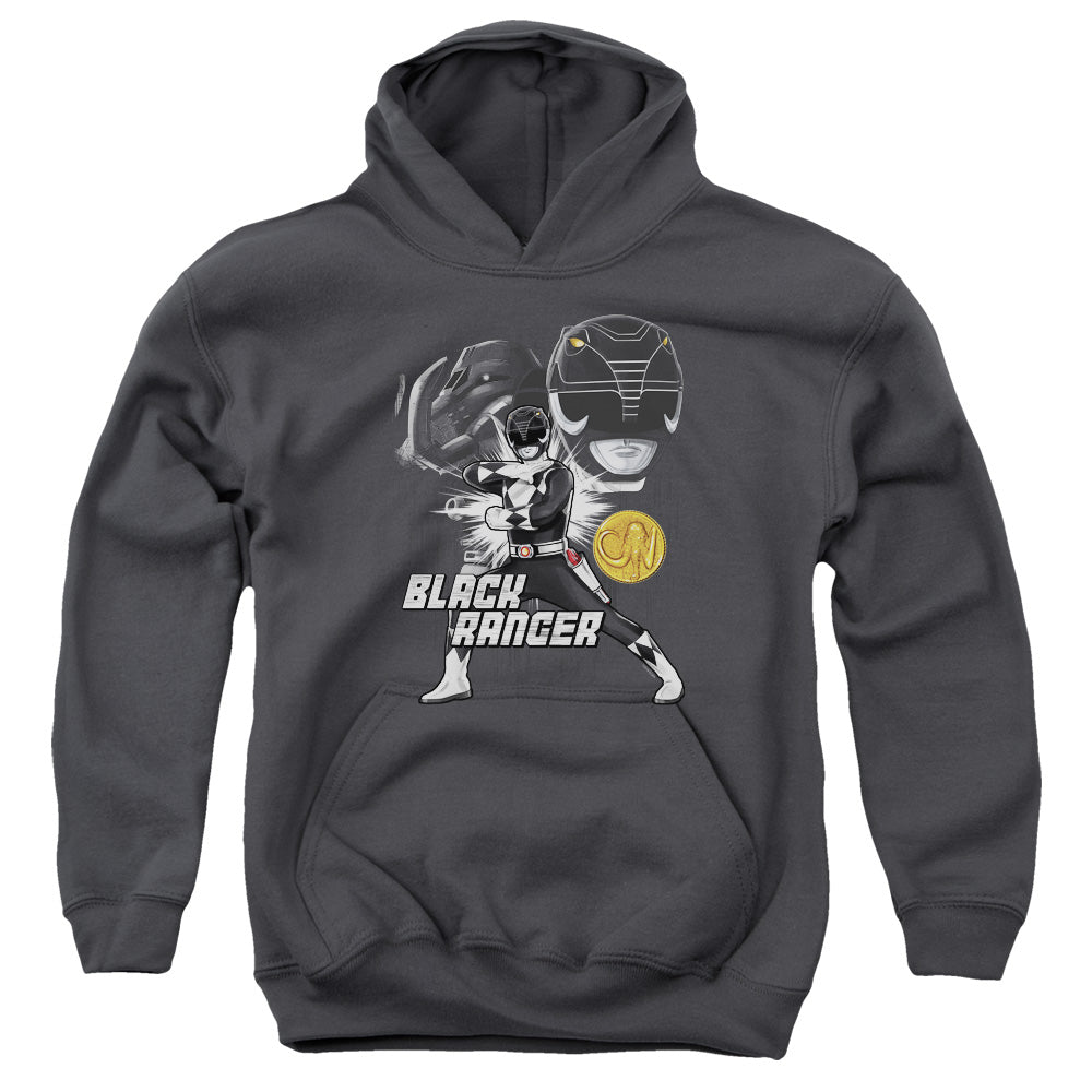 Power Rangers Black Ranger Kids Youth Hoodie Charcoal