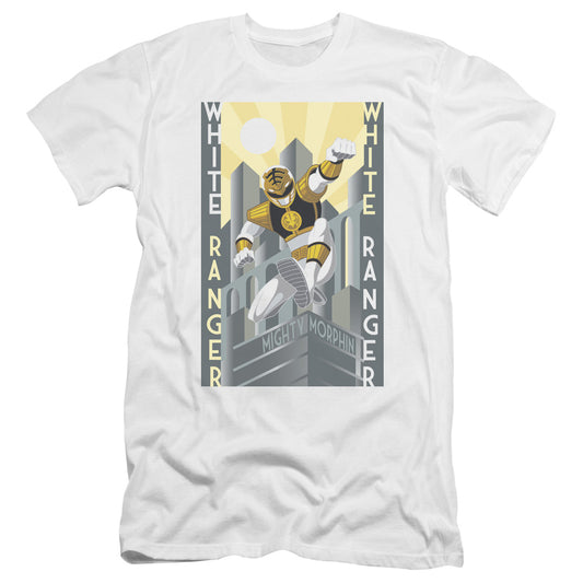 Power Rangers White Ranger Deco Premium Bella Canvas Slim Fit Mens T Shirt White