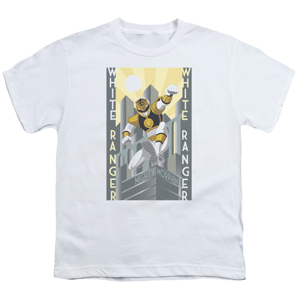 Power Rangers White Ranger Deco Kids Youth T Shirt White