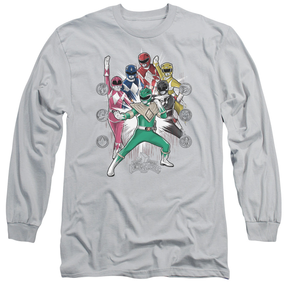 Power Rangers Ranger Manga Mens Long Sleeve Shirt Silver