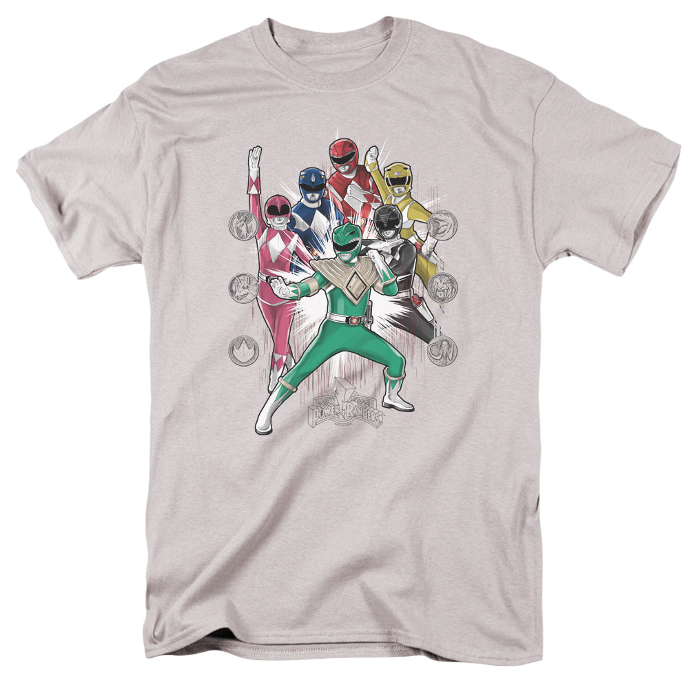 Power Rangers Ranger Manga Mens T Shirt Silver