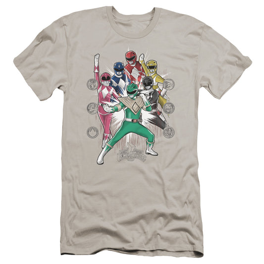 Power Rangers Ranger Manga Premium Bella Canvas Slim Fit Mens T Shirt Silver