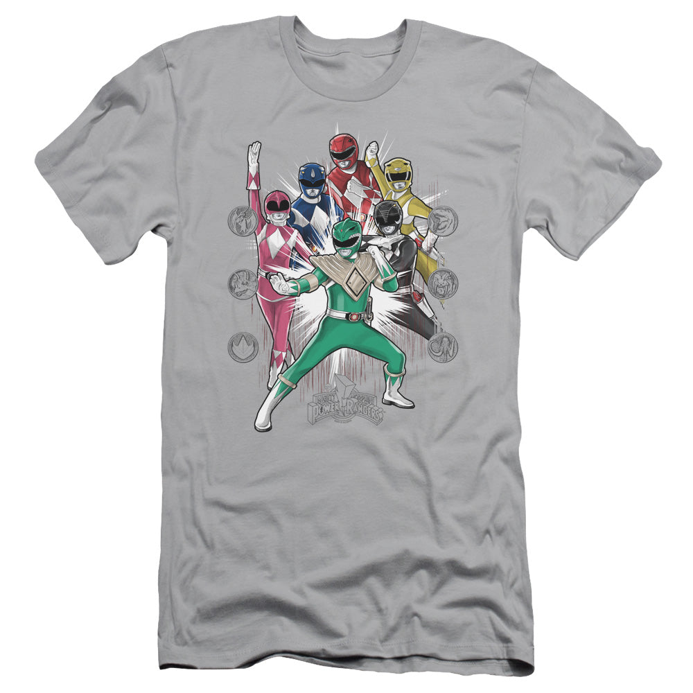 Power Rangers Ranger Manga Slim Fit Mens T Shirt Silver