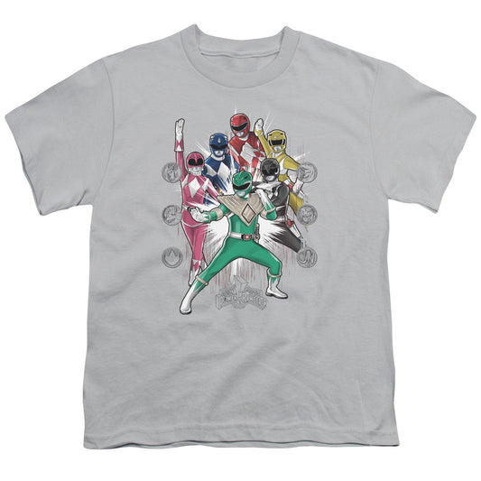 Power Rangers Ranger Manga Kids Youth T Shirt Silver