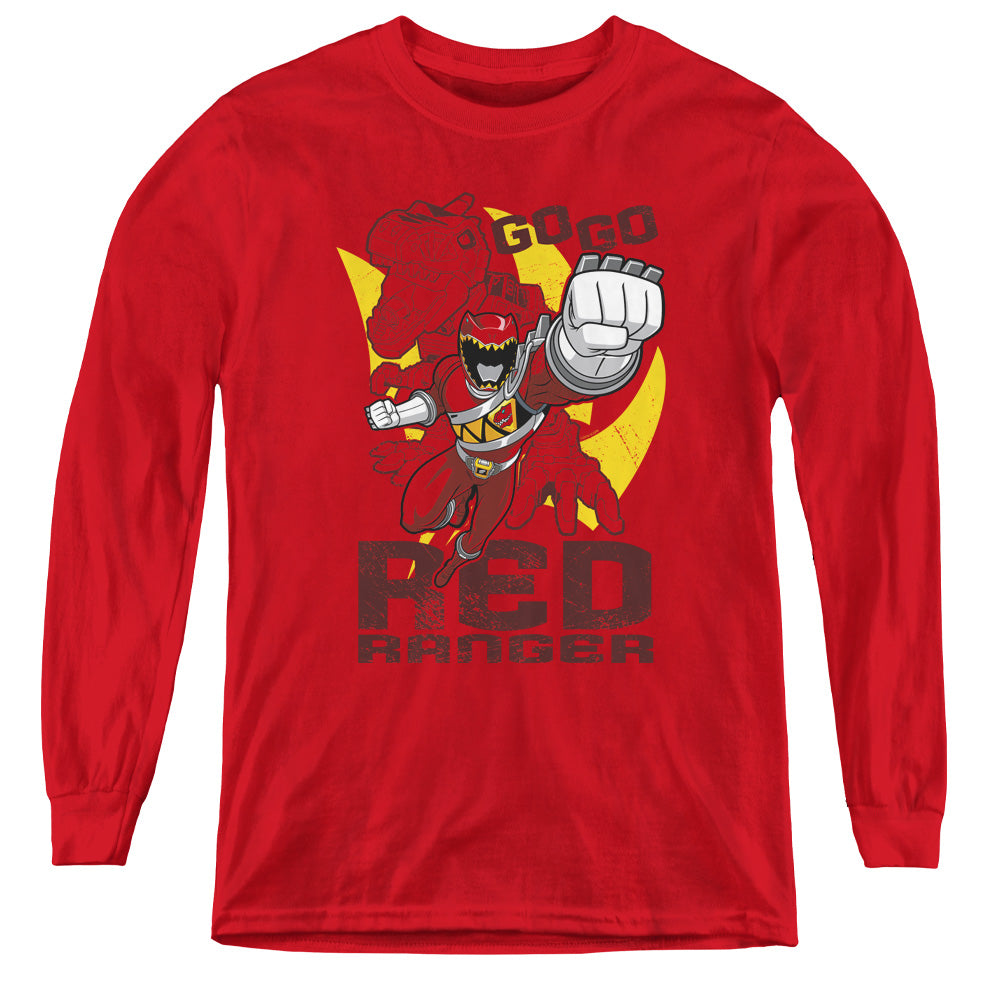 Power Rangers Go Red Long Sleeve Kids Youth T Shirt Red