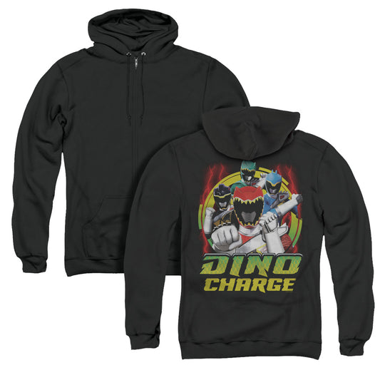 Power Rangers Dino Lightning Back Print Zipper Mens Hoodie Black