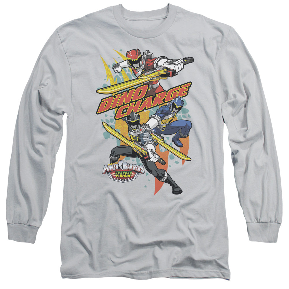 Power Rangers Swords Out Mens Long Sleeve Shirt Silver