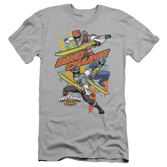 Power Rangers Swords Out Slim Fit Mens T Shirt Silver