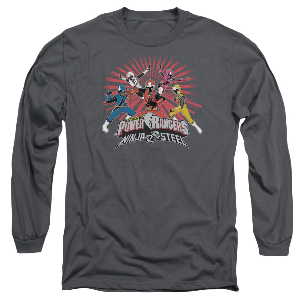 Power Rangers Ninja Blast Mens Long Sleeve Shirt Charcoal