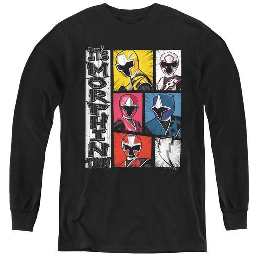 Power Rangers Its Morphin Time Long Sleeve Kids Youth T Shirt Black