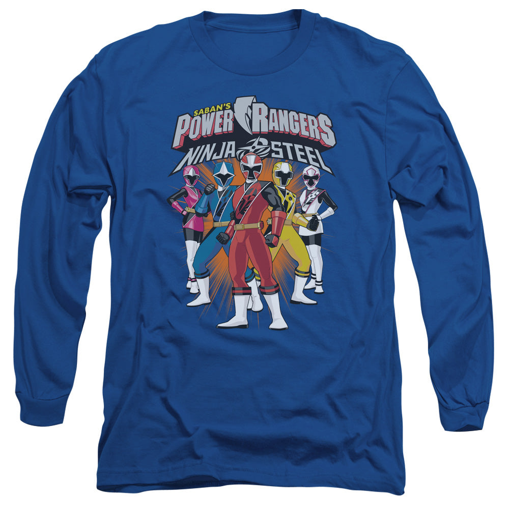 Power Rangers Team Lineup Mens Long Sleeve Shirt Royal Blue