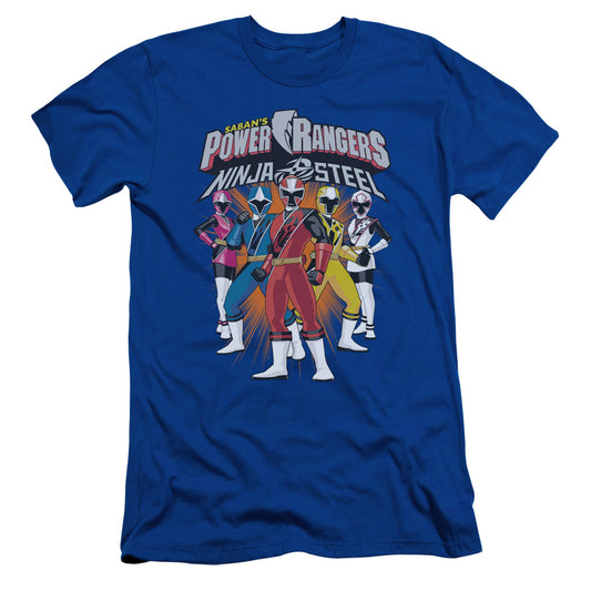 Power Rangers Team Lineup Slim Fit Mens T Shirt Royal Blue