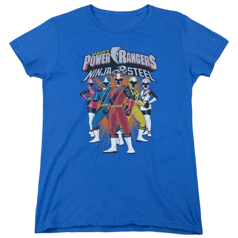 Power Rangers Team Lineup Womens T Shirt Royal Blue