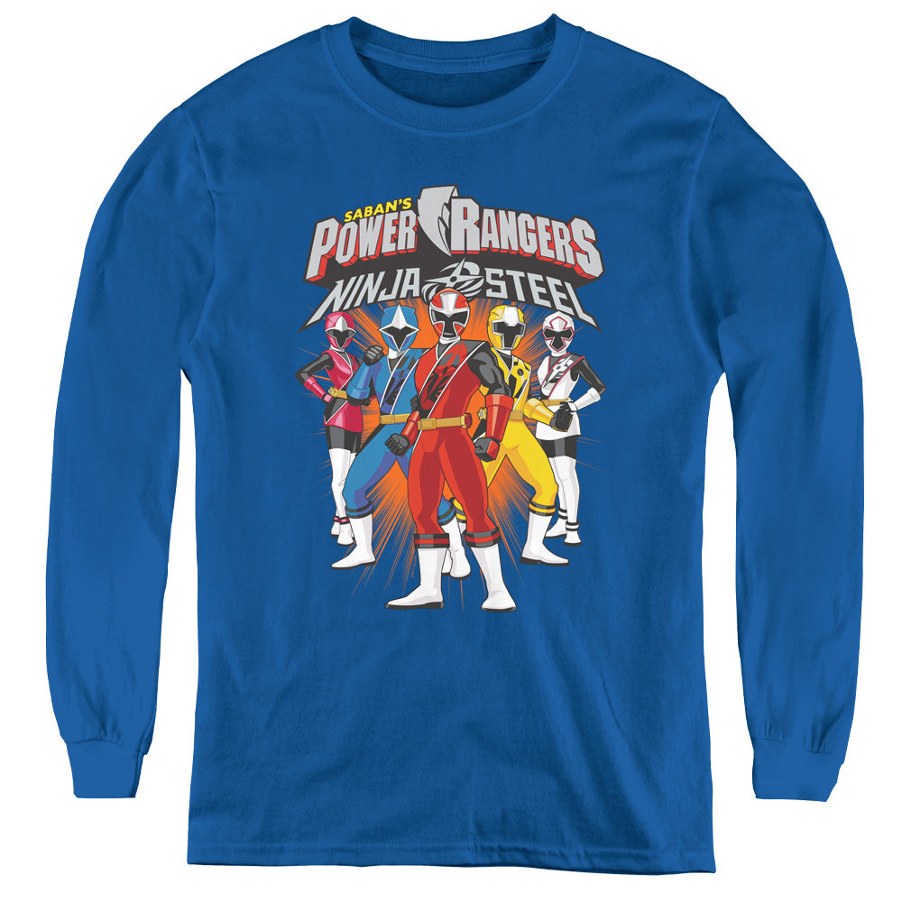 Power Rangers Team Lineup Long Sleeve Kids Youth T Shirt Royal Blue