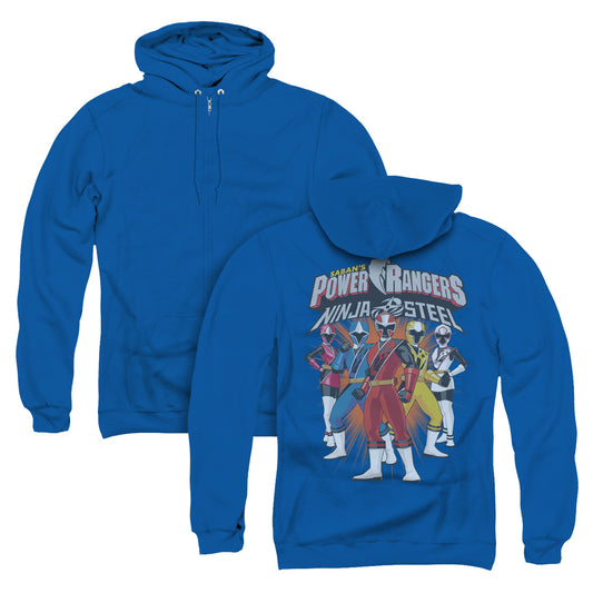 Power Rangers Team Lineup Back Print Zipper Mens Hoodie Royal Blue