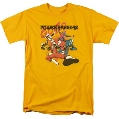 Power Rangers Attack Mens T Shirt Gold