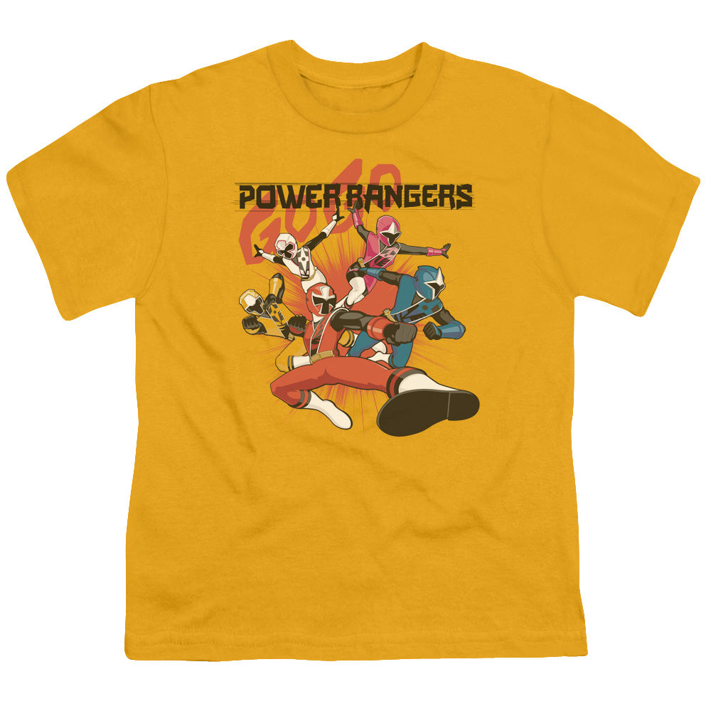 Power Rangers Attack Kids Youth T Shirt Gold