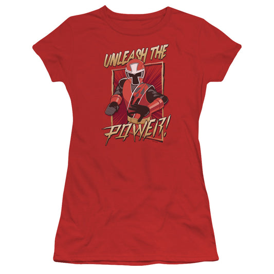 Power Rangers Unleash Junior Sheer Cap Sleeve Womens T Shirt Red