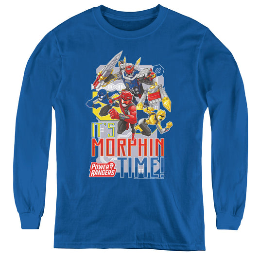 Power Rangers Morphin Time Long Sleeve Kids Youth T Shirt Royal Blue