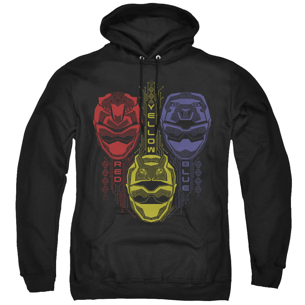 Power Rangers Red Yellow Blue Mens Hoodie Black