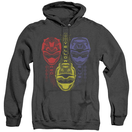 Power Rangers Red Yellow Blue Heather Mens Hoodie Black