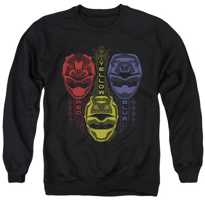 Power Rangers Red Yellow Blue Mens Crewneck Sweatshirt Black