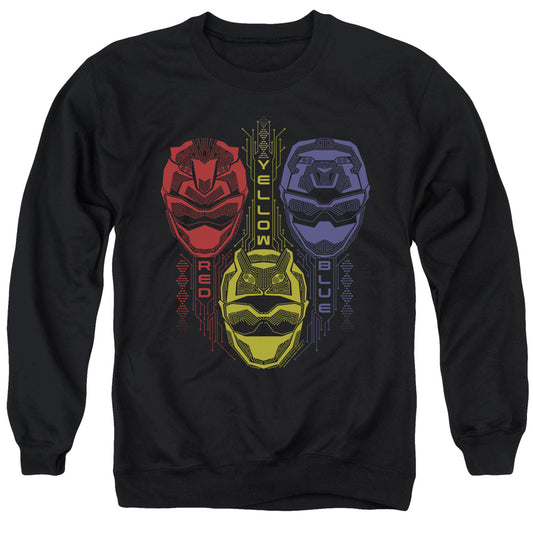 Power Rangers Red Yellow Blue Mens Crewneck Sweatshirt Black