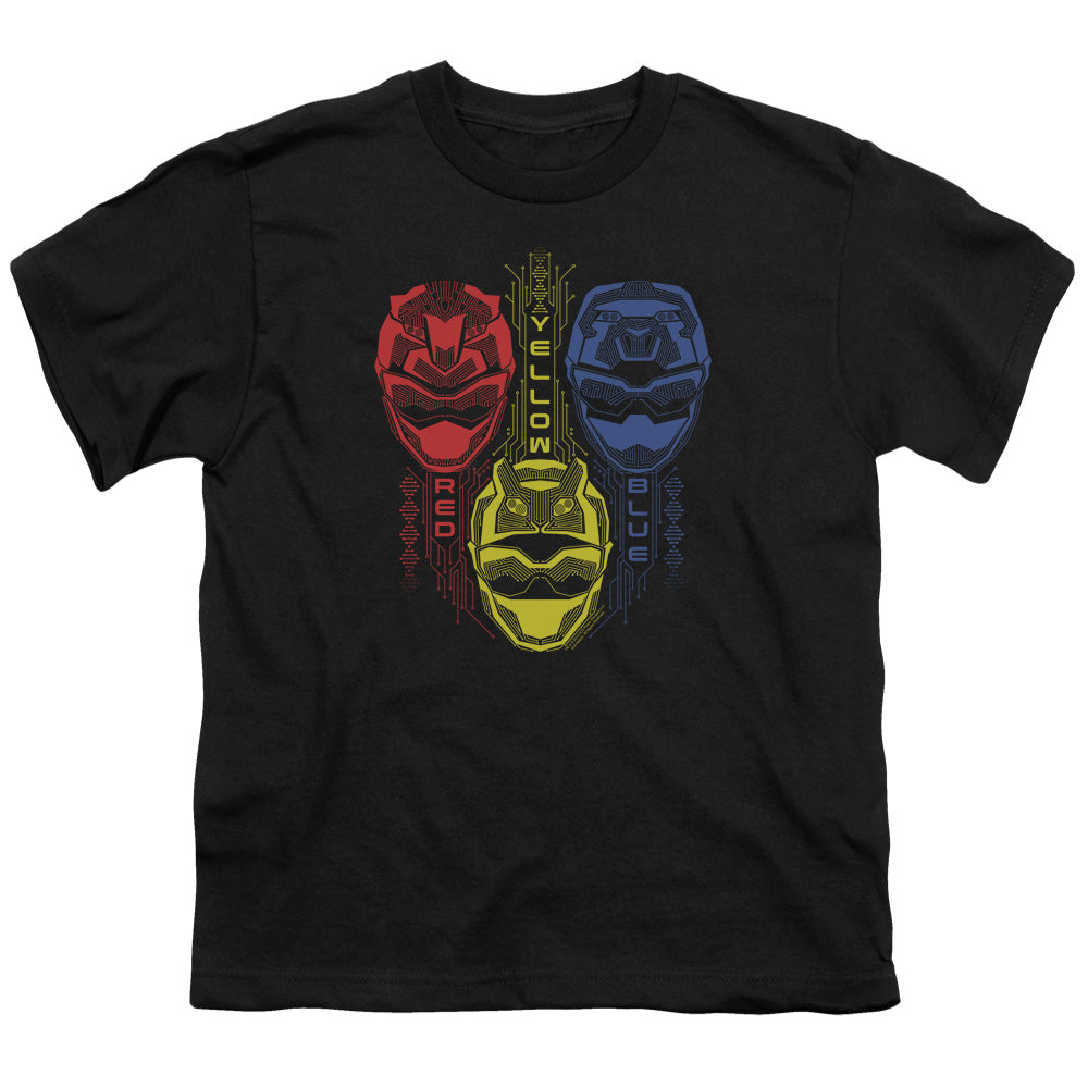 Power Rangers Red Yellow Blue Kids Youth T Shirt Black