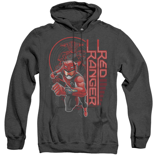 Power Rangers Red Ranger Mens Heather Hoodie Black Officially Licensed